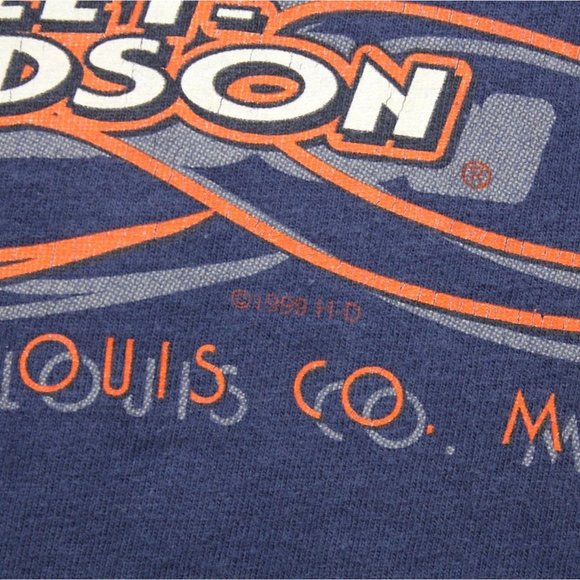 Harley Davidson Vintage 1999 Navy Blue Fathead Short Sleeve T Shirt Top sz L - Picture 2 of 4